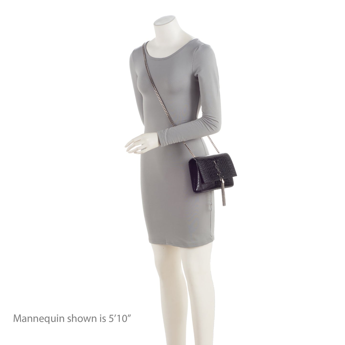 Saint Laurent Croc Embossed Leather Monogram Kate Tassel Small Shoulde