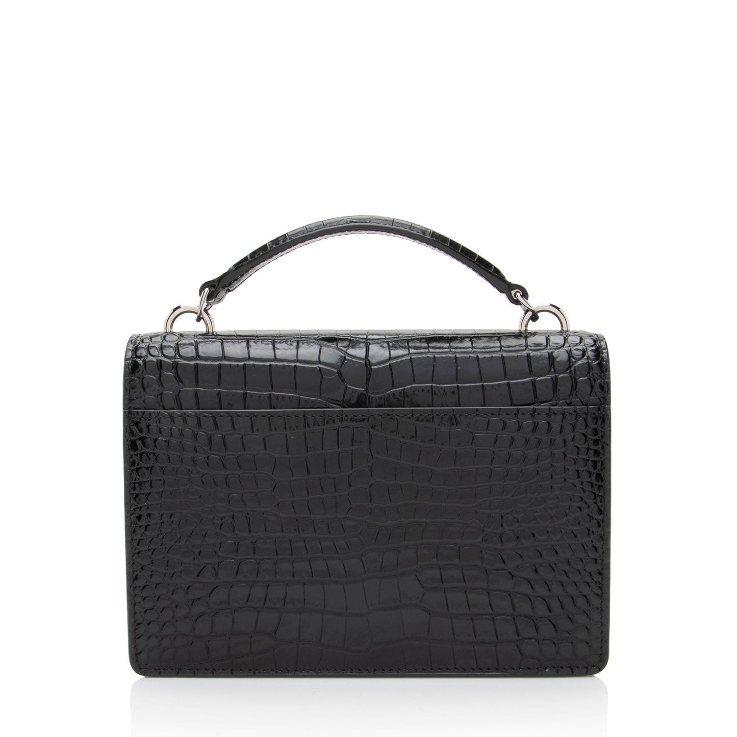 Saint Laurent Croc Embossed Leather Monogram Sunset Chain Wallet Handb