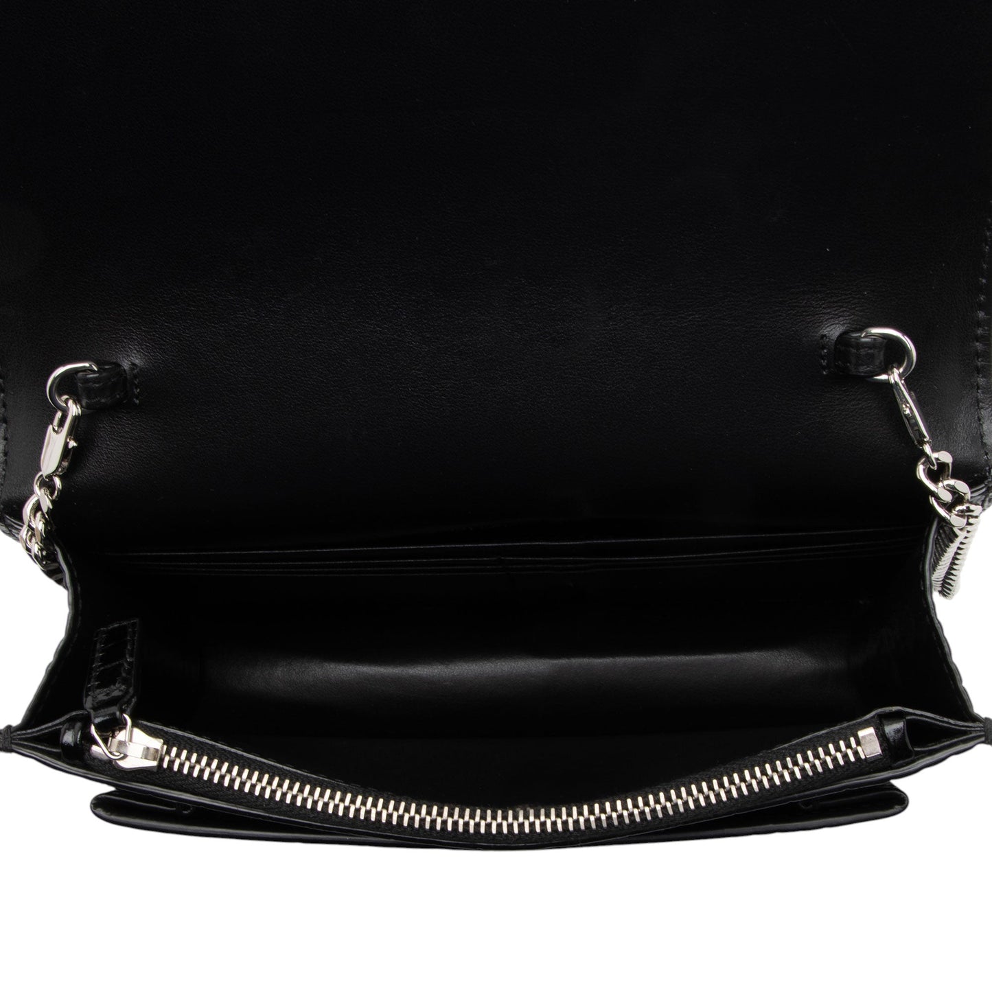 Saint Laurent Croc Embossed Leather Monogram Sunset Chain Wallet Handb