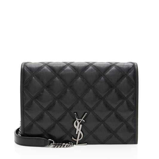 Saint Laurent Diamond Quilted Leather Monogram Becky Small Shoulder Ba