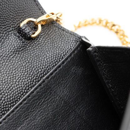 Saint Laurent Grain De Poudre Monogram Uptown Chain Wallet Handbag
