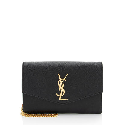 Saint Laurent Grain De Poudre Monogram Uptown Chain Wallet Handbag