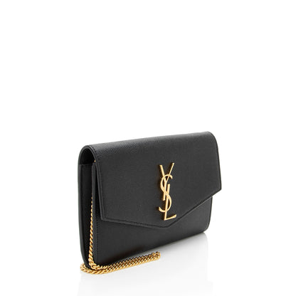 Saint Laurent Grain De Poudre Monogram Uptown Chain Wallet Handbag