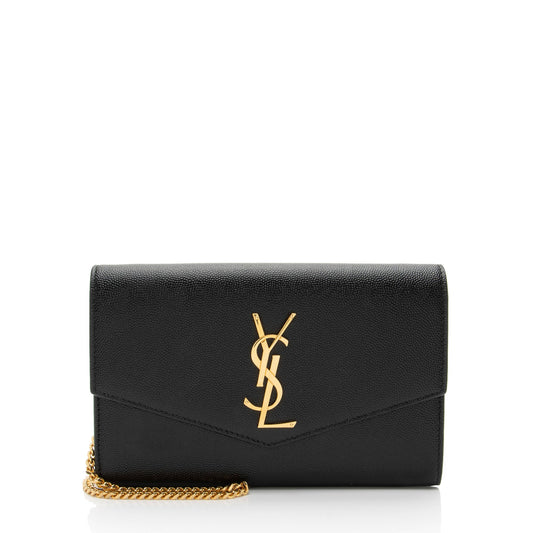 Saint Laurent Grain De Poudre Monogram Uptown Chain Wallet Handbag