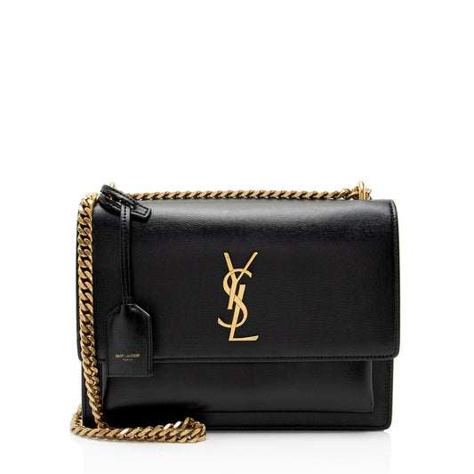 Saint Laurent Grained Calfskin Monogram Sunset Medium Shoulder Bag