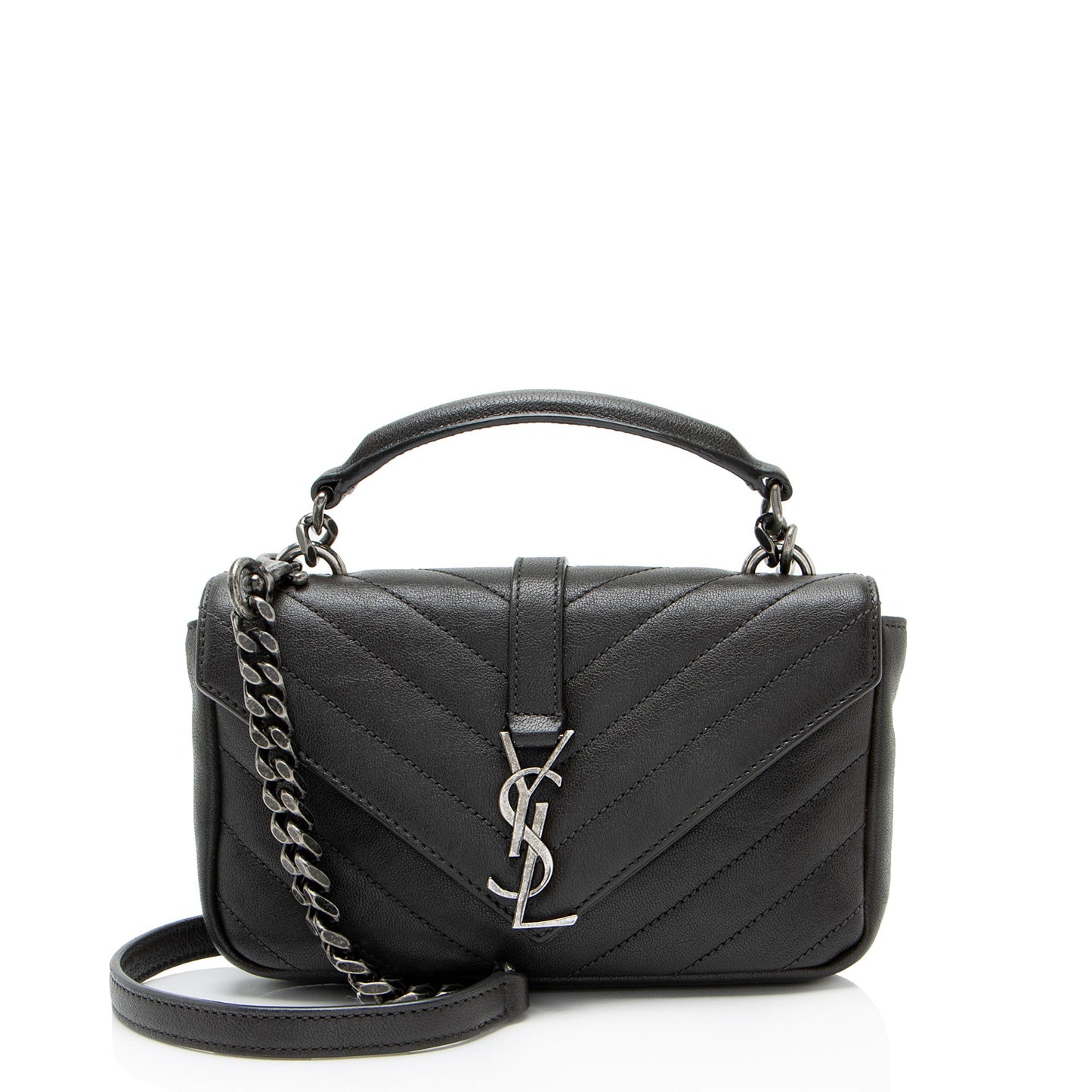 Saint Laurent Matelasse Calfskin Monogram College Mini Shoulder Bag