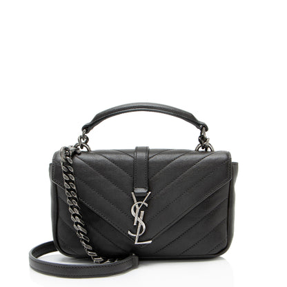 Saint Laurent Matelasse Calfskin Monogram College Mini Shoulder Bag