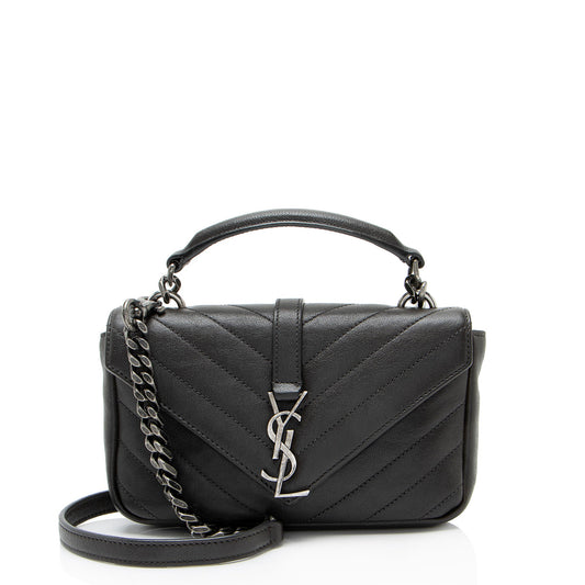 Saint Laurent Matelasse Calfskin Monogram College Mini Shoulder Bag
