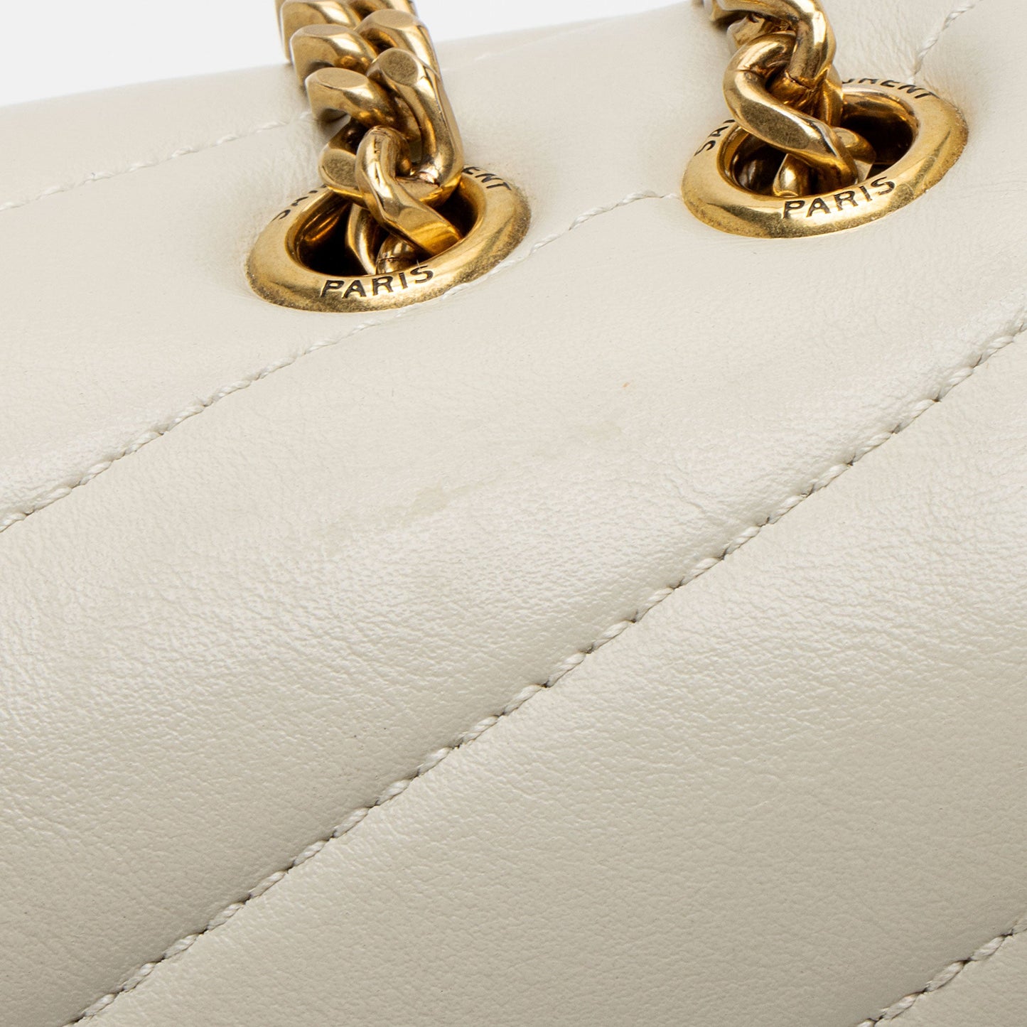 Saint Laurent Matelasse Calfskin Monogram LouLou Chain Small Crossbody