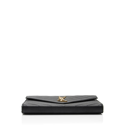 Saint Laurent Matelasse Grain de Poudre Monogram Chain Wallet Handbag
