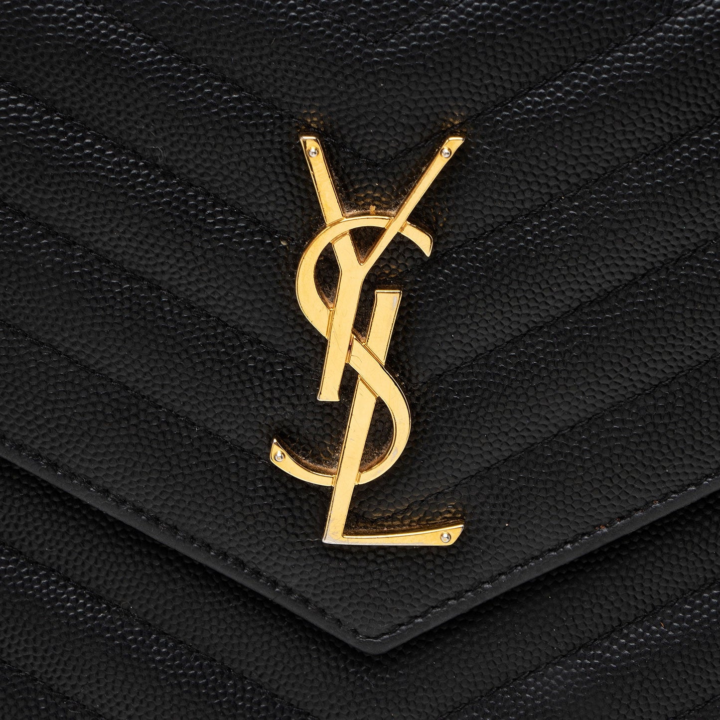 Saint Laurent Matelasse Grain de Poudre Monogram Chain Wallet Handbag