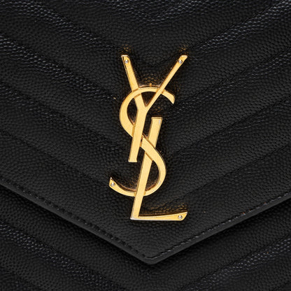 Saint Laurent Matelasse Grain de Poudre Monogram Chain Wallet Handbag