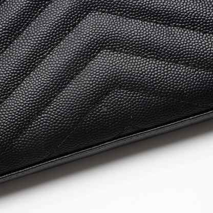 Saint Laurent Matelasse Grain de Poudre Monogram Chain Wallet Handbag