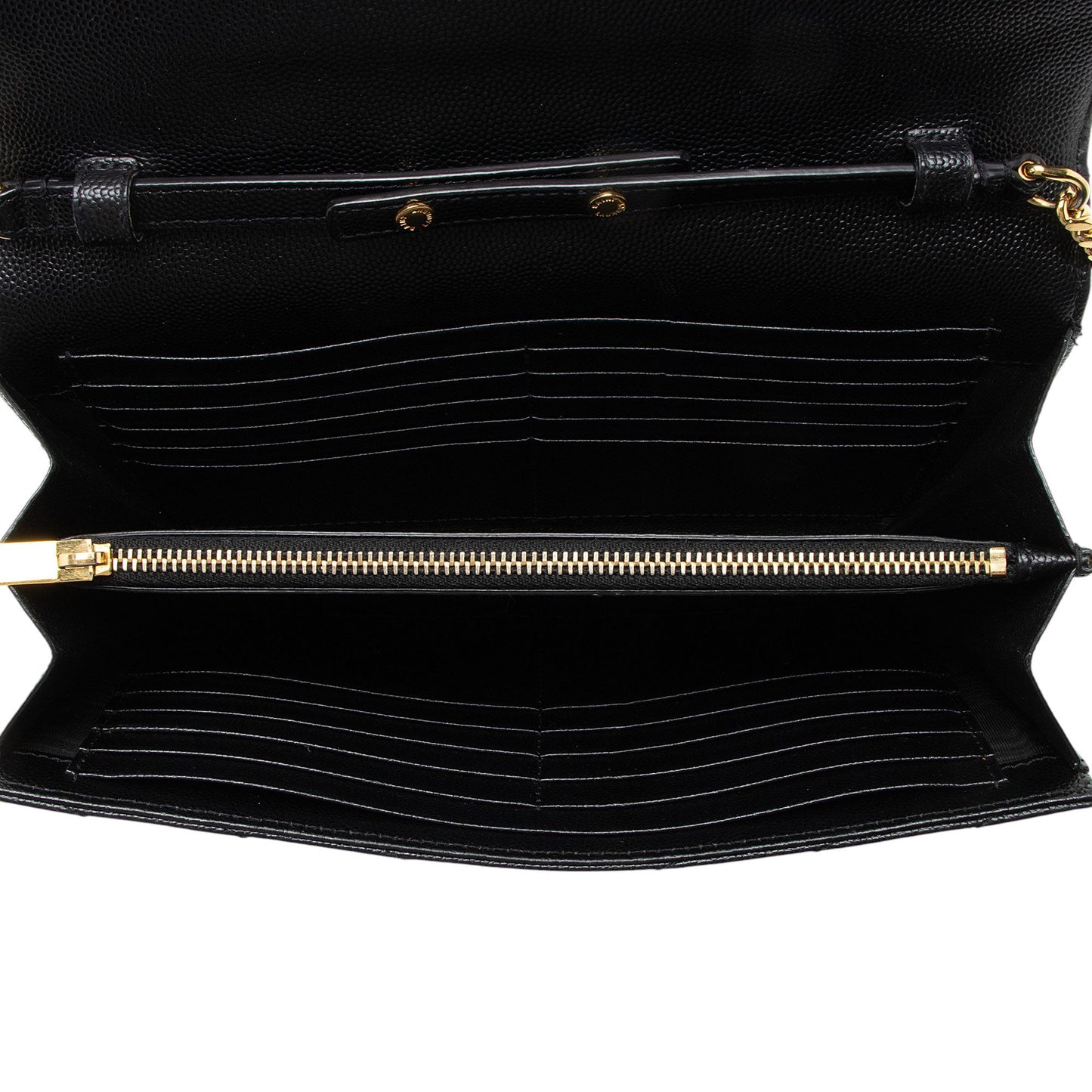 Saint Laurent Matelasse Grain de Poudre Monogram Chain Wallet Handbag