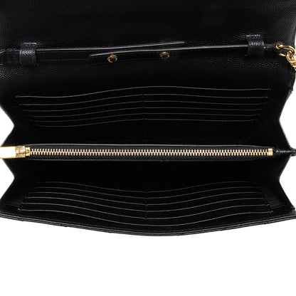 Saint Laurent Matelasse Grain de Poudre Monogram Chain Wallet Handbag