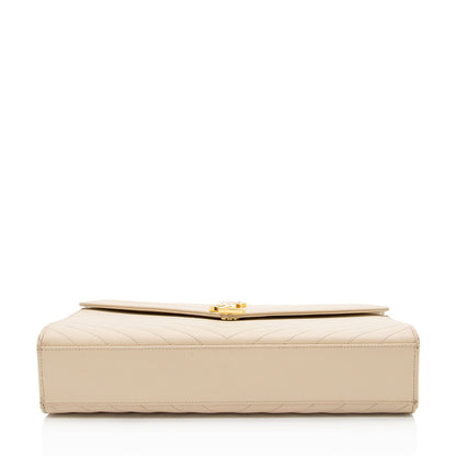 Saint Laurent Matelasse Grain de Poudre Monogram Large Shoulder Bag