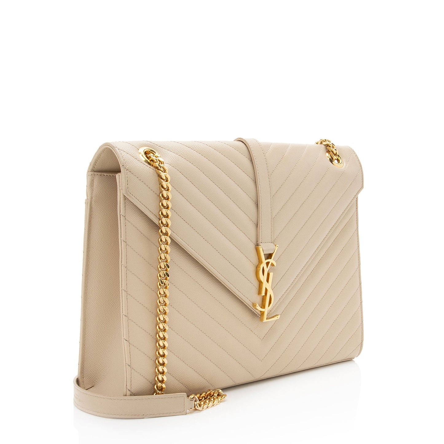 Saint Laurent Matelasse Grain de Poudre Monogram Large Shoulder Bag