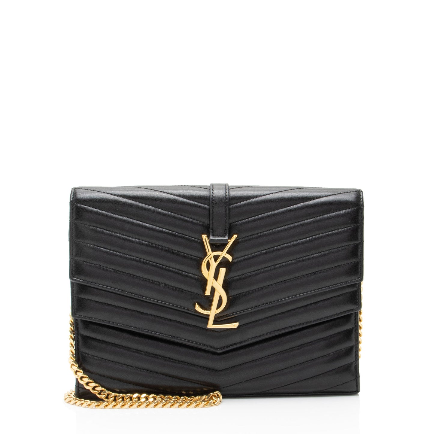 Saint Laurent Matelasse Lambskin Monogram Sulpice Chain Wallet Handbag