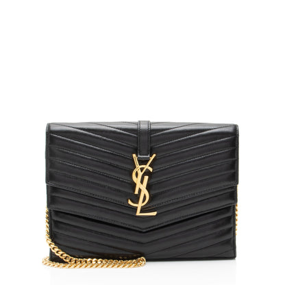 Saint Laurent Matelasse Lambskin Monogram Sulpice Chain Wallet Handbag