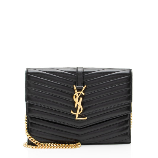 Saint Laurent Matelasse Lambskin Monogram Sulpice Chain Wallet Handbag