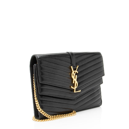 Saint Laurent Matelasse Lambskin Monogram Sulpice Chain Wallet Handbag