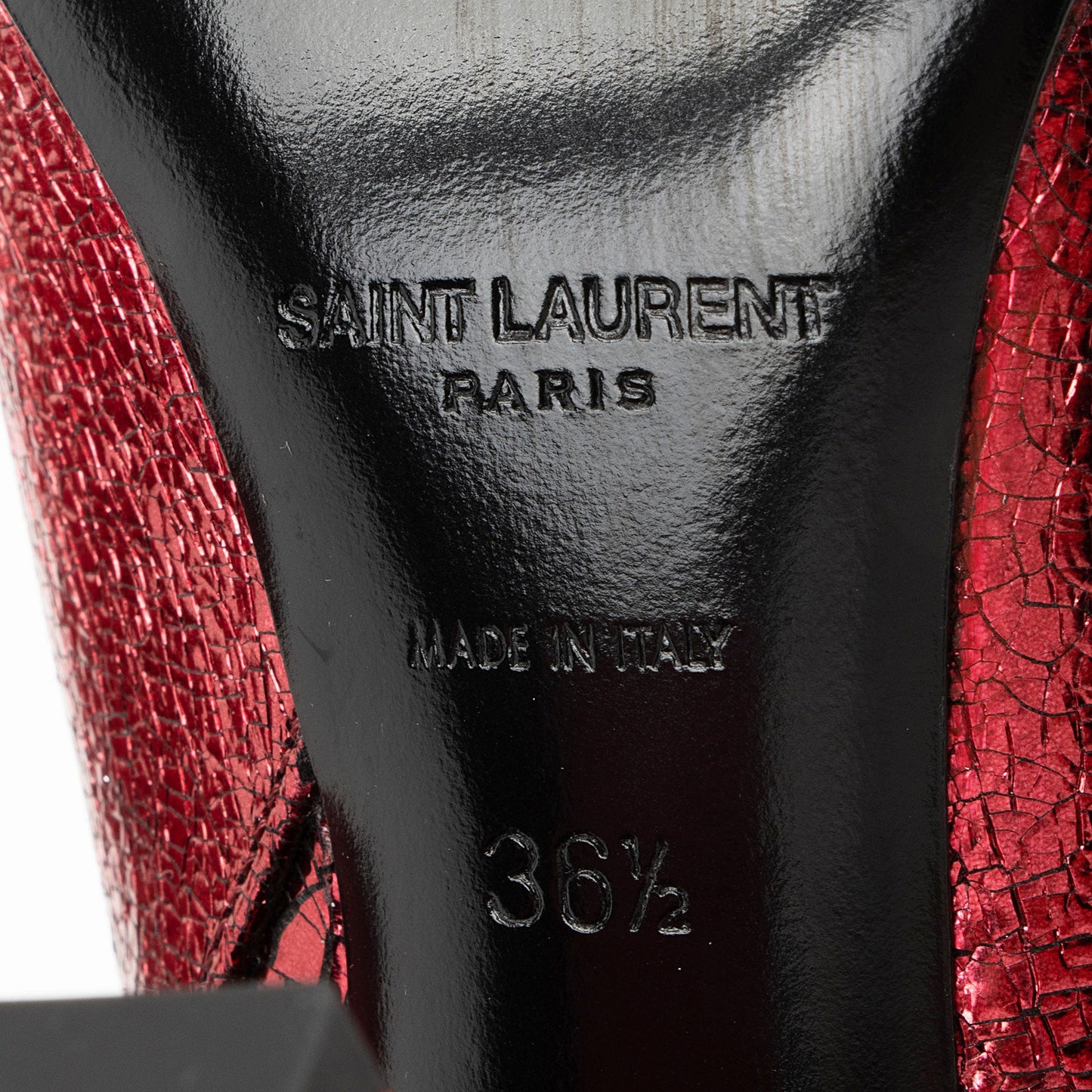 Saint Laurent Metallic Cracked Leather Lou Ankle Boots - Size 6.5 / 36