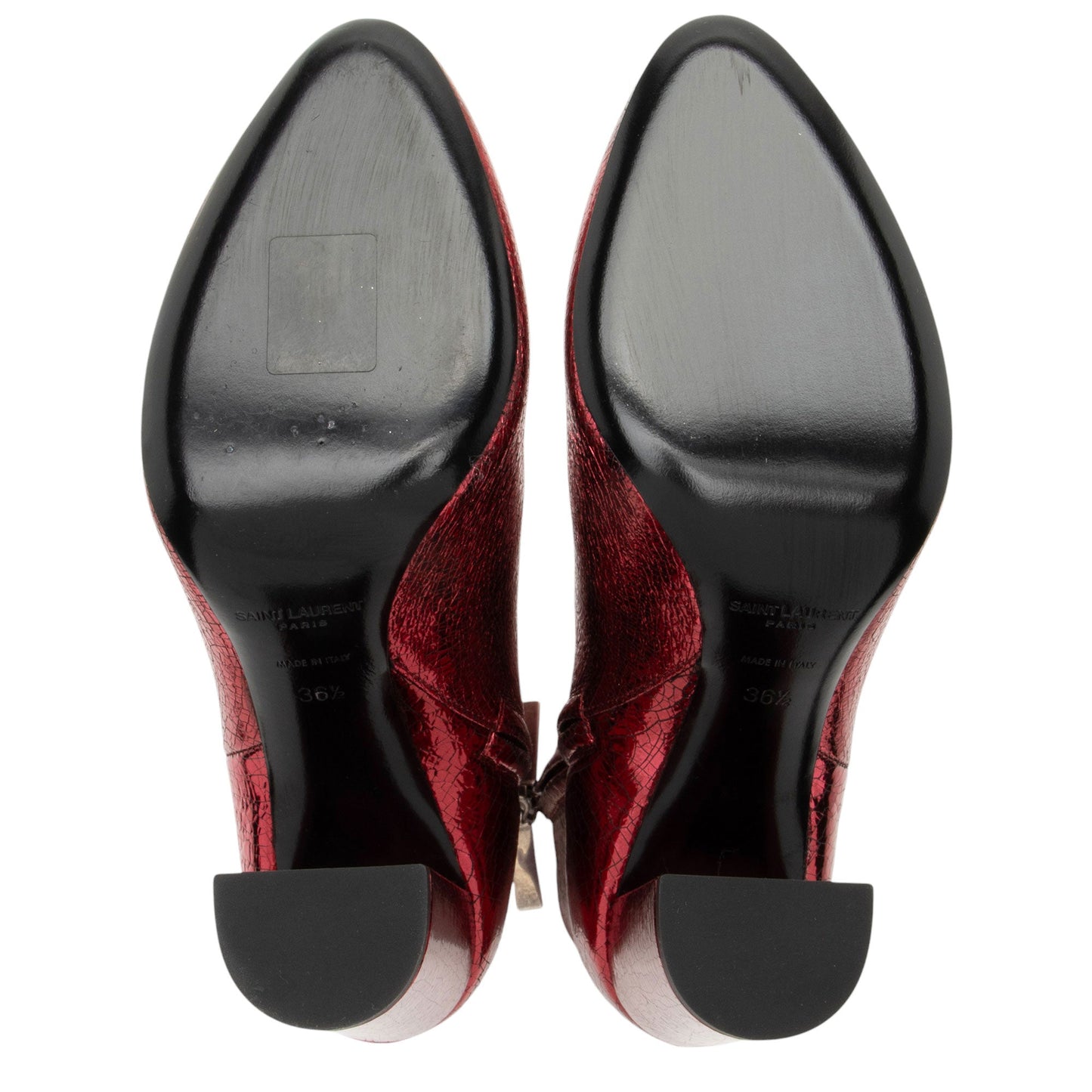 Saint Laurent Metallic Cracked Leather Lou Ankle Boots - Size 6.5 / 36