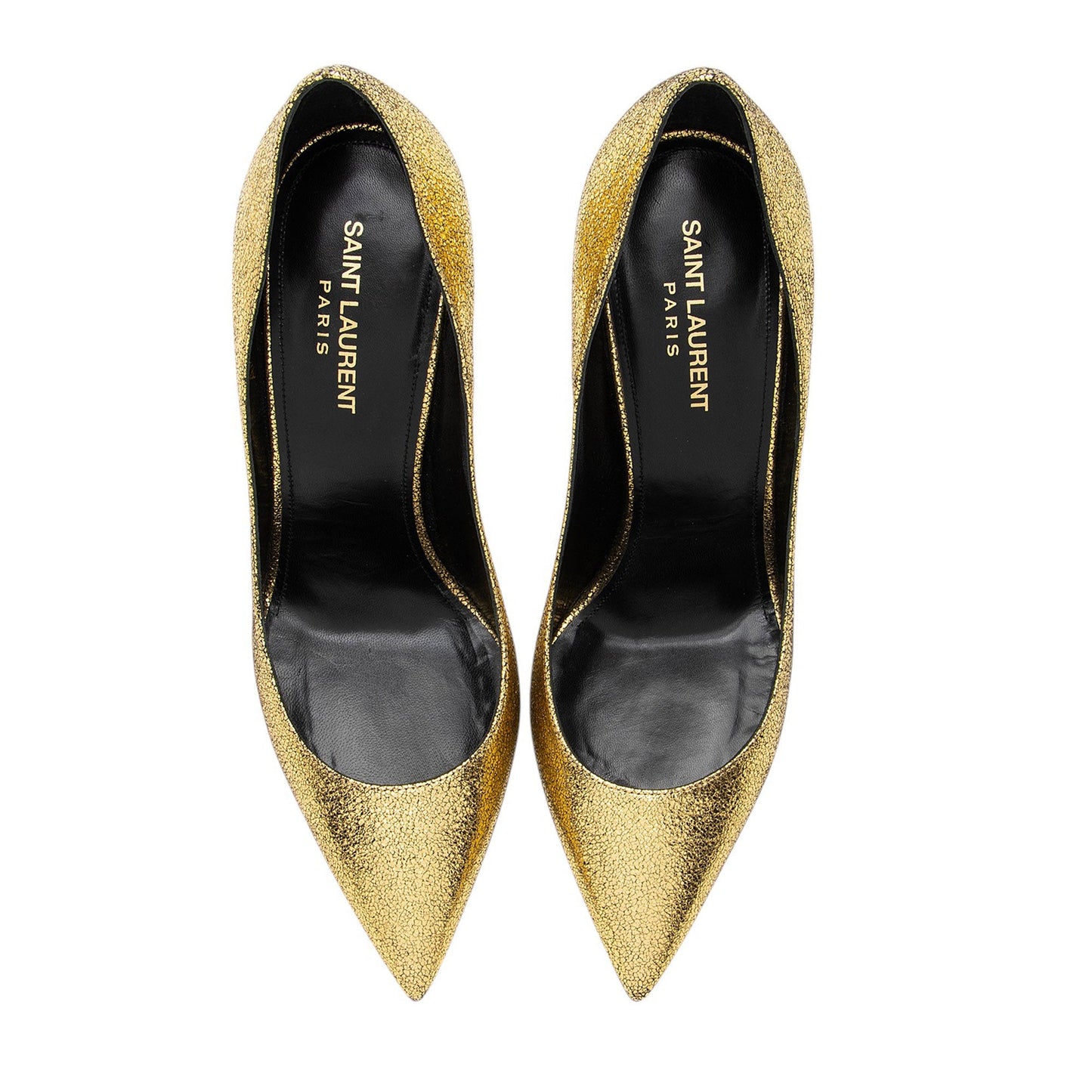 Saint Laurent Metallic Cracked Leather Zoe Pumps - Size 9 / 39 Handbag