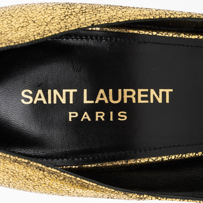 Saint Laurent Metallic Cracked Leather Zoe Pumps - Size 9 / 39 Handbag