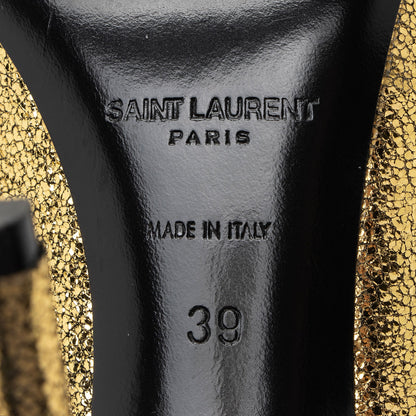 Saint Laurent Metallic Cracked Leather Zoe Pumps - Size 9 / 39 Handbag