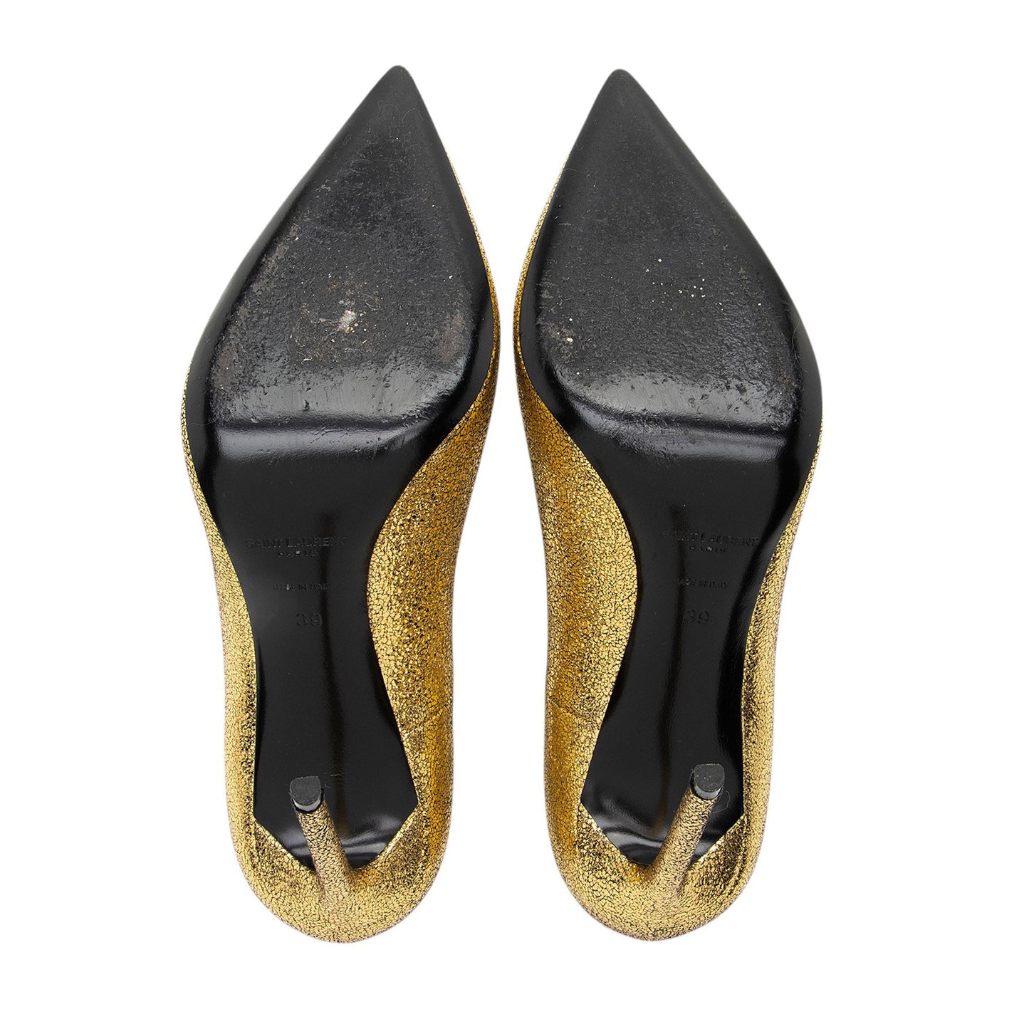 Saint Laurent Metallic Cracked Leather Zoe Pumps - Size 9 / 39 Handbag