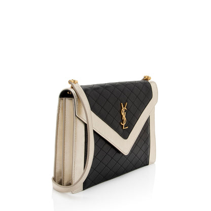Saint Laurent Quilted Lambskin Monogram Gaby Shoulder Bag