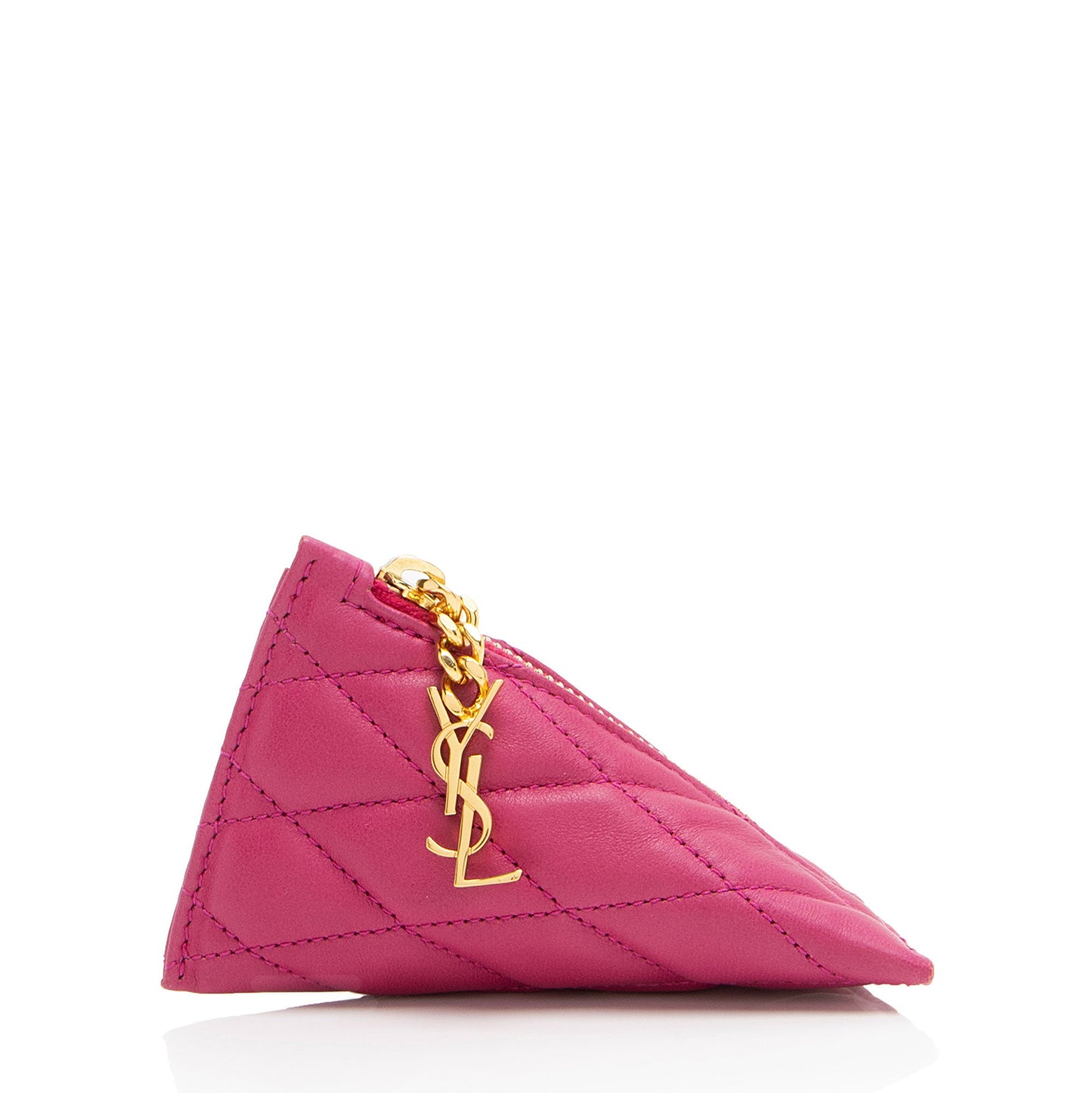 Saint Laurent Quilted Lambskin Triangle Charm Handbag