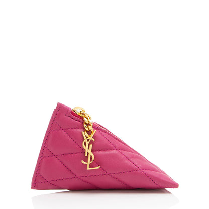 Saint Laurent Quilted Lambskin Triangle Charm Handbag