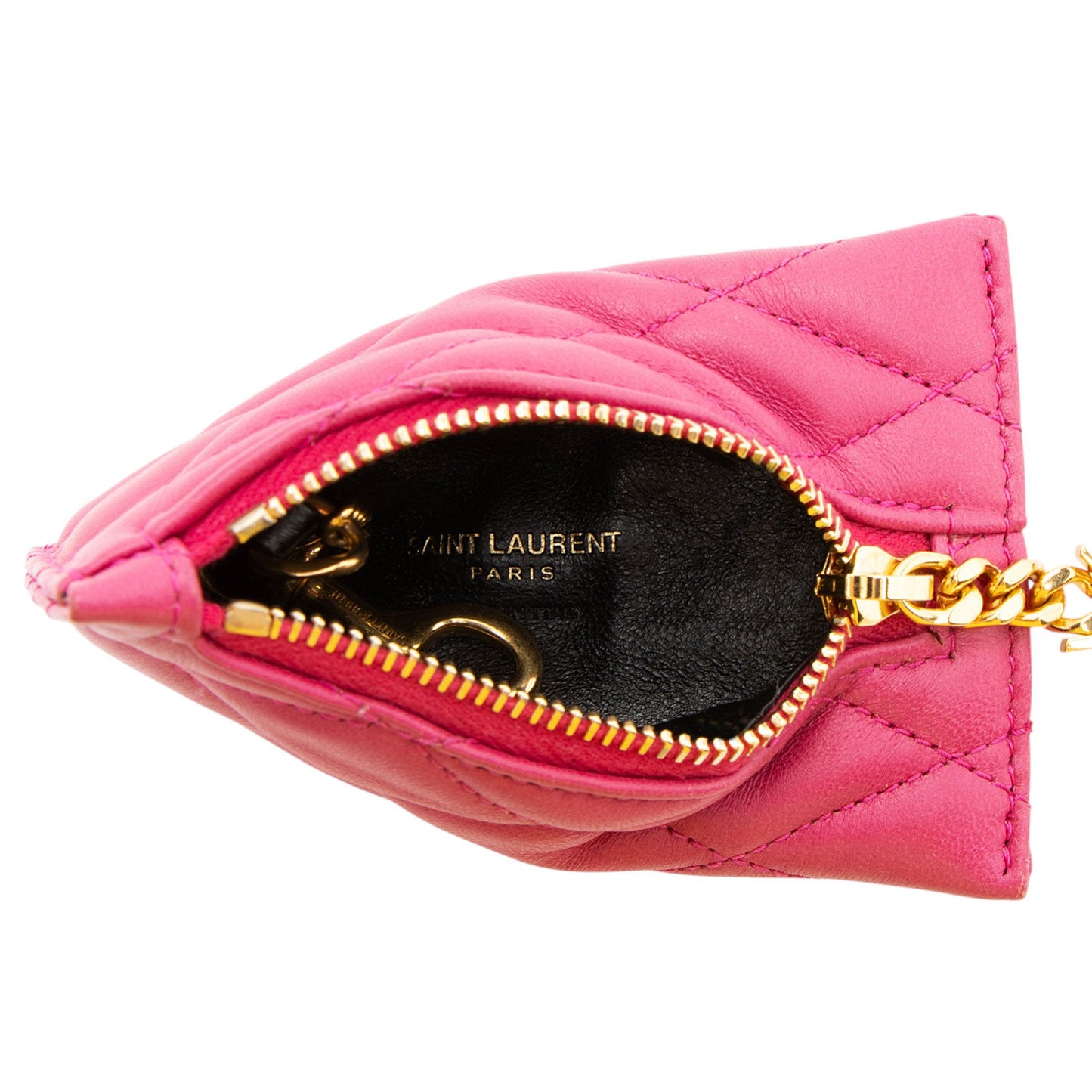 Saint Laurent Quilted Lambskin Triangle Charm Handbag