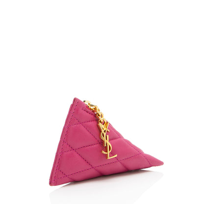 Saint Laurent Quilted Lambskin Triangle Charm Handbag