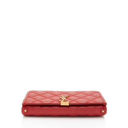Saint Laurent Quilted Leather Monogram Becky Chain Wallet Handbag