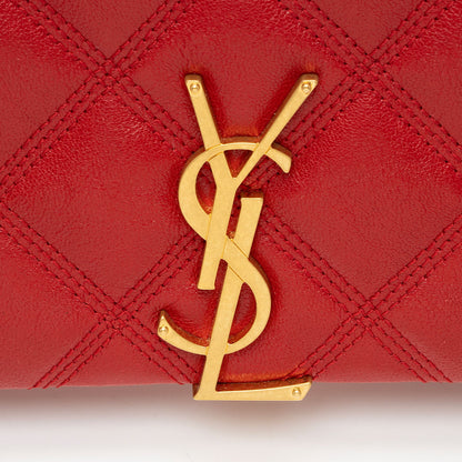 Saint Laurent Quilted Leather Monogram Becky Chain Wallet Handbag