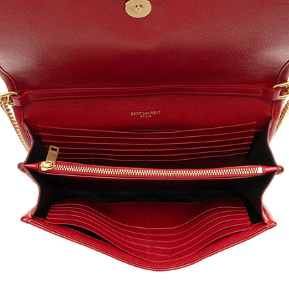 Saint Laurent Quilted Leather Monogram Becky Chain Wallet Handbag