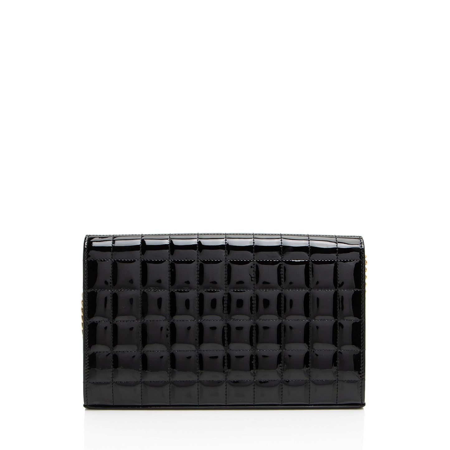 Saint Laurent Quilted Patent Leather Monogram Cassandre Chain Wallet H