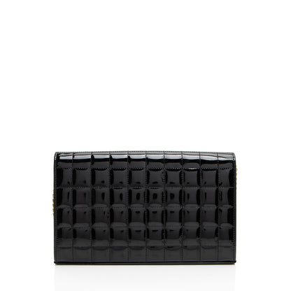 Saint Laurent Quilted Patent Leather Monogram Cassandre Chain Wallet H