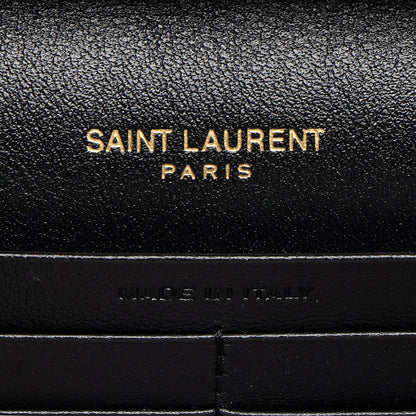 Saint Laurent Quilted Patent Leather Monogram Cassandre Chain Wallet H