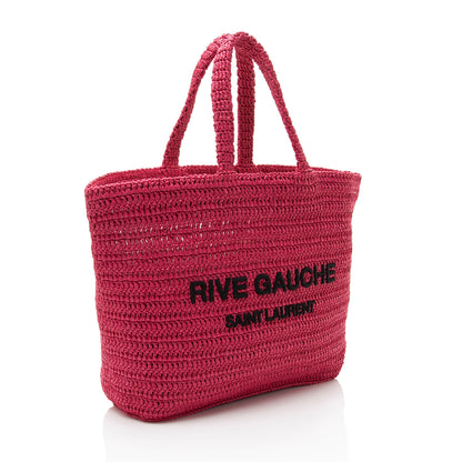 Saint Laurent Raffia Crochet Rive Gauche Tote