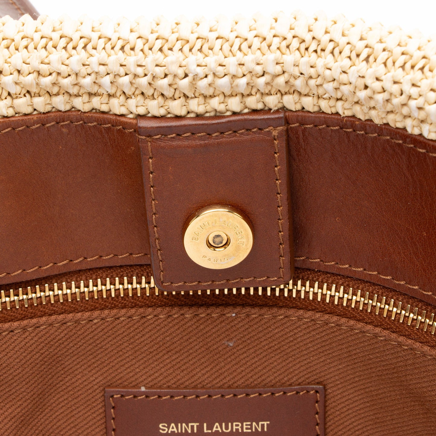 Saint Laurent Raffia Tassel Shopping Tote