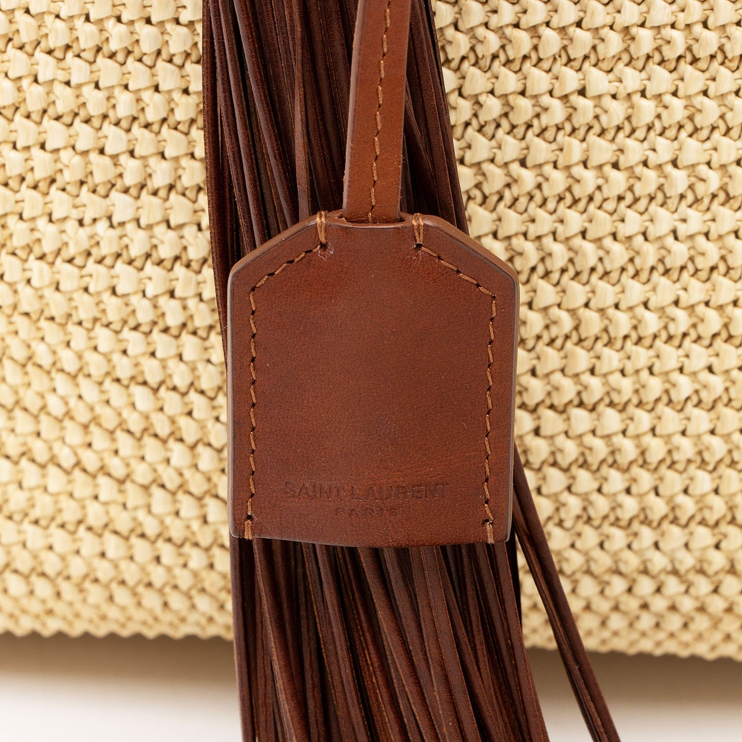 Saint Laurent Raffia Tassel Shopping Tote
