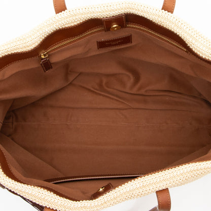 Saint Laurent Raffia Tassel Shopping Tote