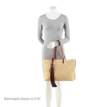 Saint Laurent Raffia Tassel Shopping Tote