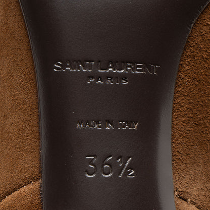 Saint Laurent Suede Fringe Charlotte Ankle Boots - Size 6.5 / 36.5 Han