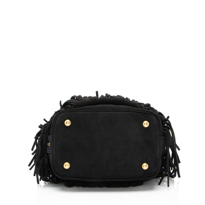 Saint Laurent Suede Fringe Emmanuelle Medium Bucket Bag