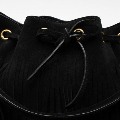Saint Laurent Suede Fringe Emmanuelle Medium Bucket Bag